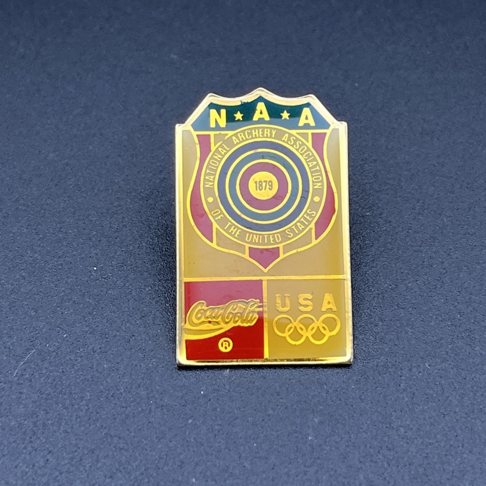 Vintage Olympic Games Coca-Cola Coke Team USA‎ Archery Lapel Hat Pin